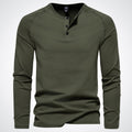 Lightweight Mens Long Sleeve Henley - Fitted Cotton, Casual