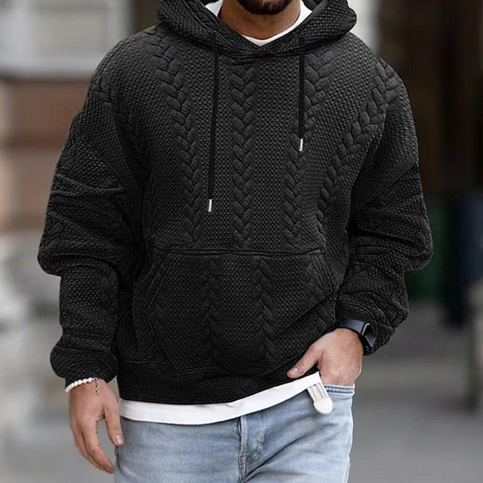 Warmer, kuscheliger Herren-Kapuzenpullover – Zopfmuster, Freizeitkleidung