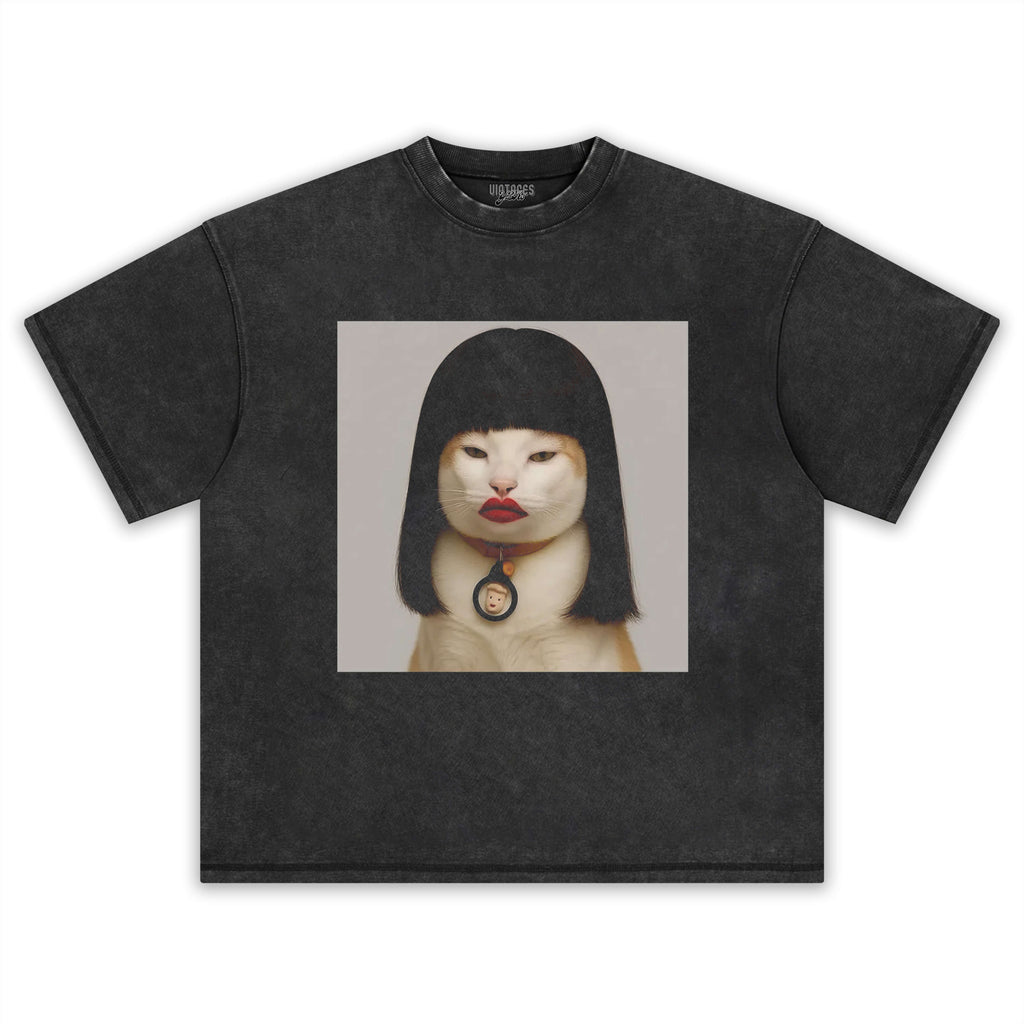 RED LIPS CAT TEE