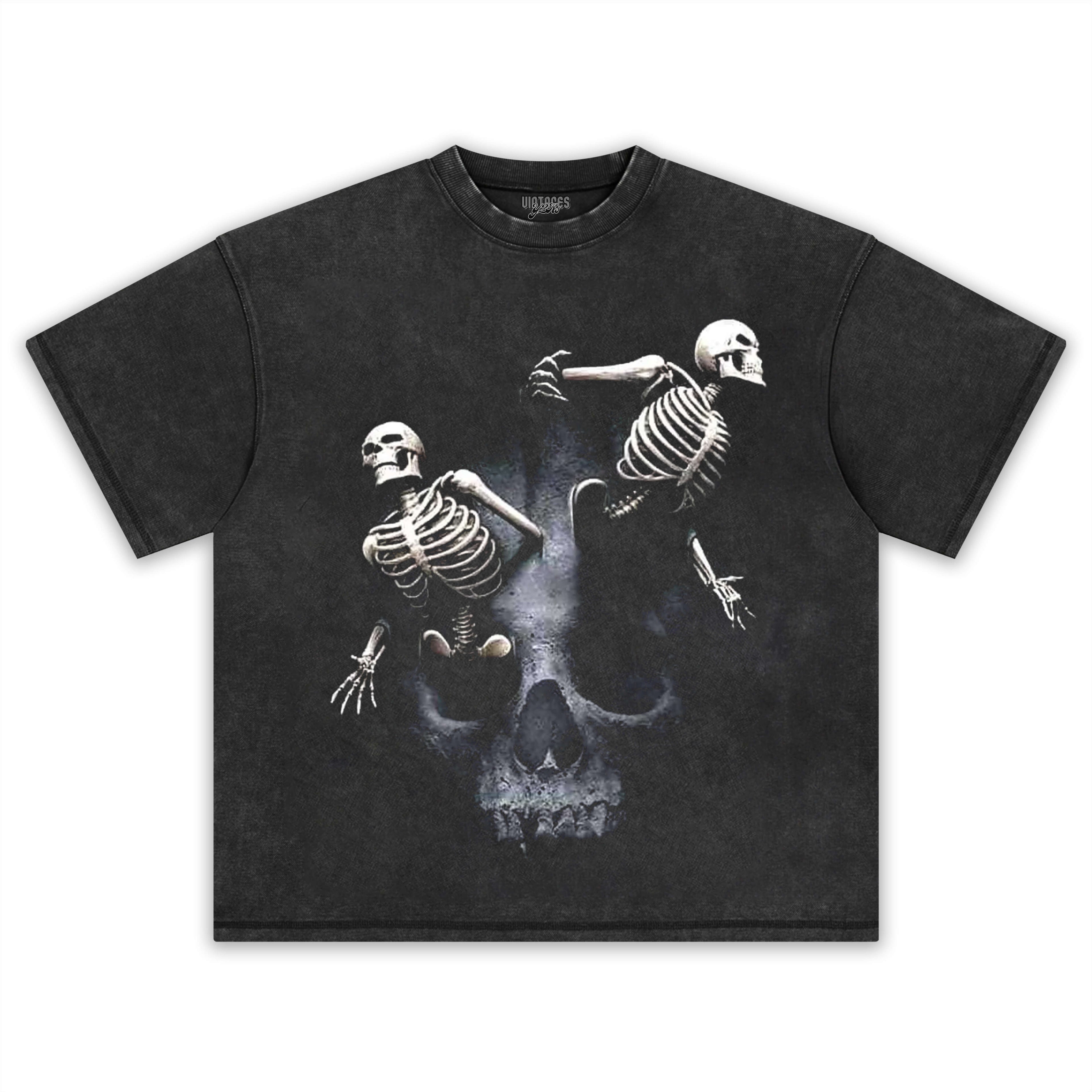RETRO STREET STYLE & SKELETON HEAD TEE