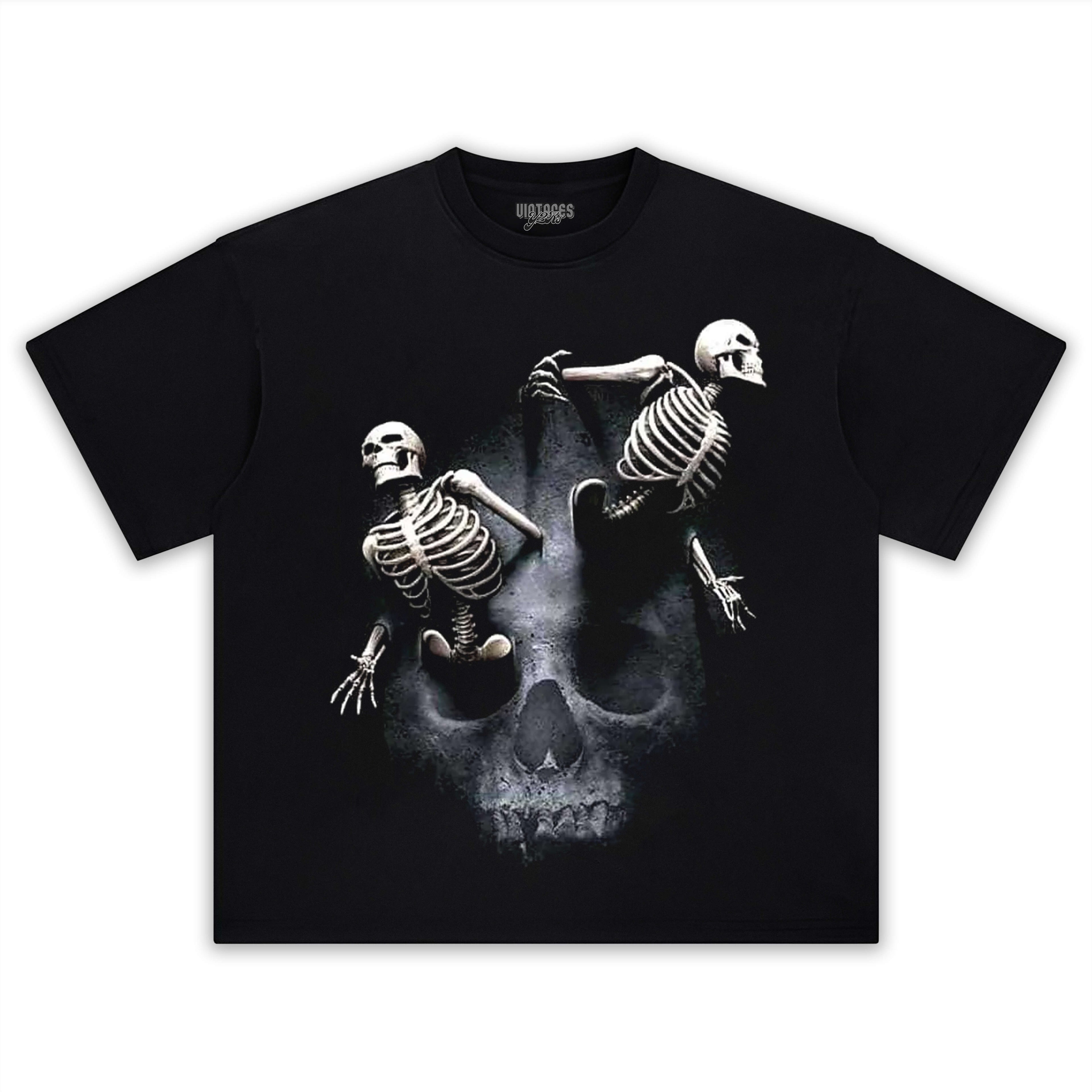 RETRO STREET STYLE & SKELETON HEAD TEE