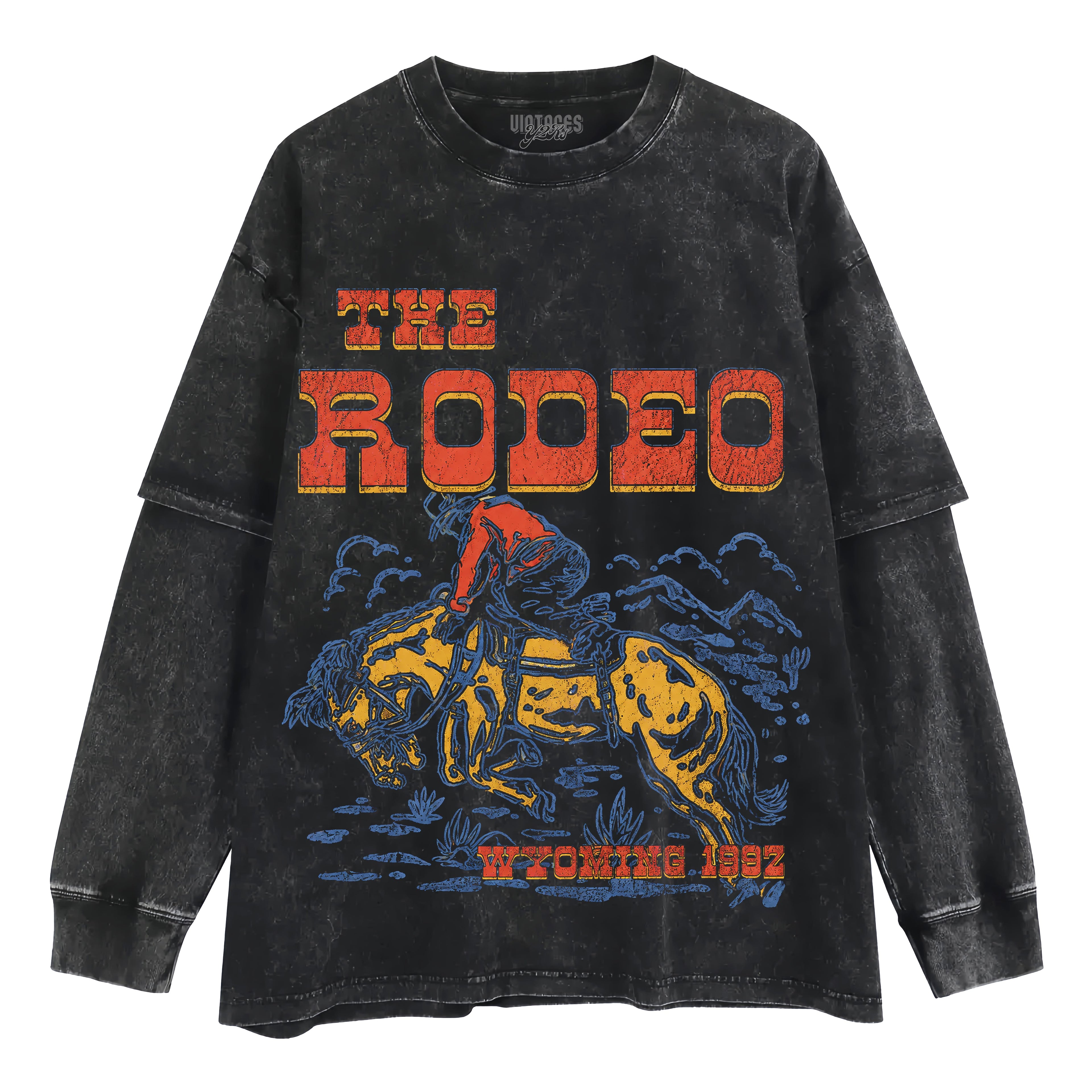 RETRO COWBOY RODEO SHIRT WESTERN TANK TOP & TEE & LONG SLEEVE & LAYERED LS & HOODIE