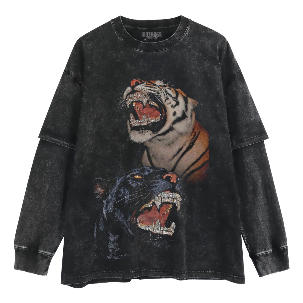 RETRO STREET STYLE & BLACK PANTHER - TIGER TANK TOP & TEE & LONG SLEEVE & LAYERED LS & HOODIE