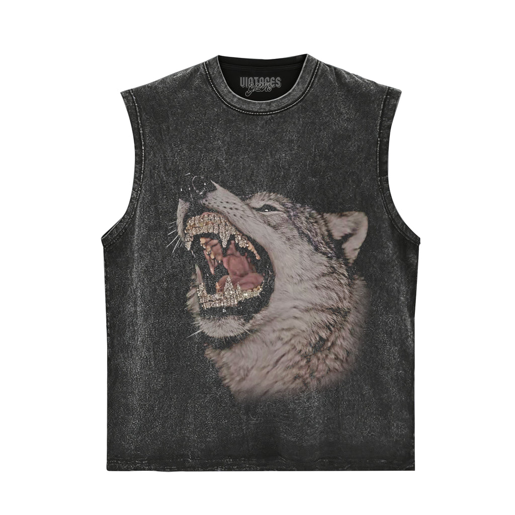 RETRO STREET STYLE & DARK GRAY WOLF TANK TOP & TEE & LONG SLEEVE & LAYERED LS & HOODIE