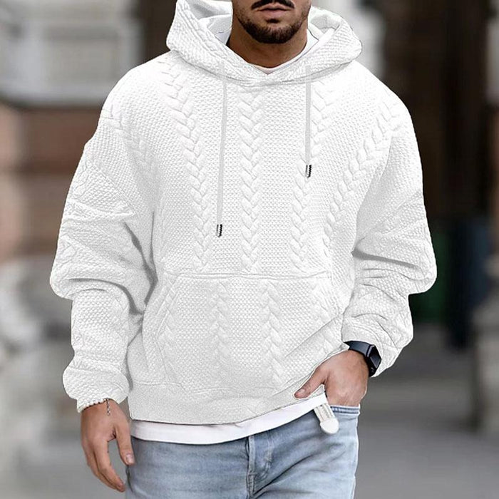 Warmer, kuscheliger Herren-Kapuzenpullover – Zopfmuster, Freizeitkleidung