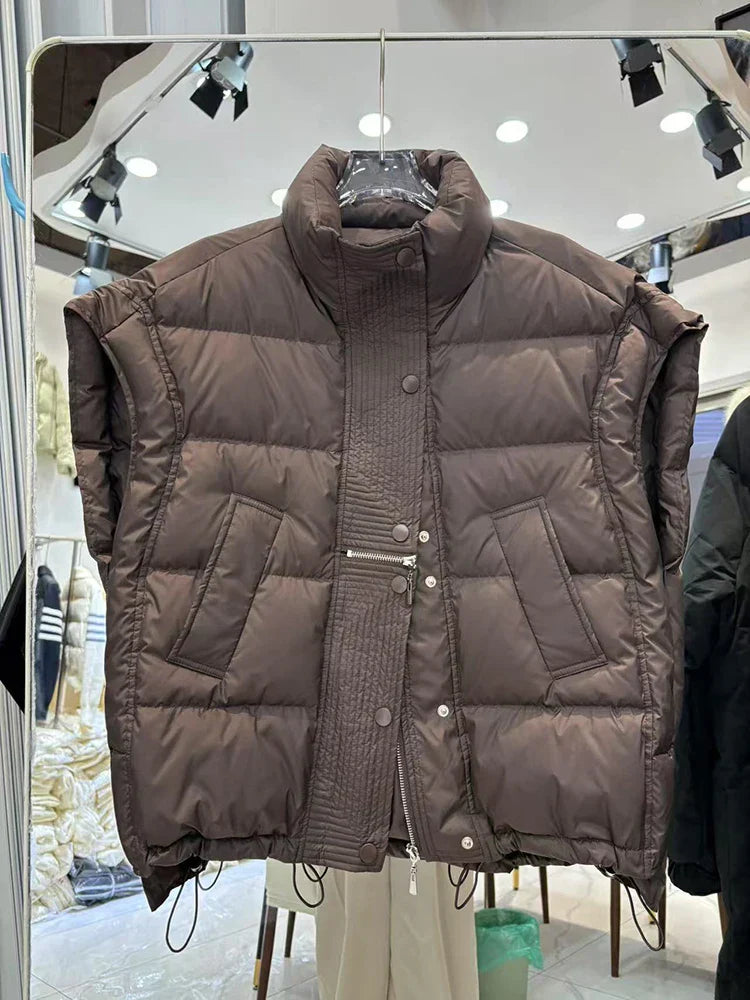 Insulating Women’s Down Vest - Cropped, Duck, Winter