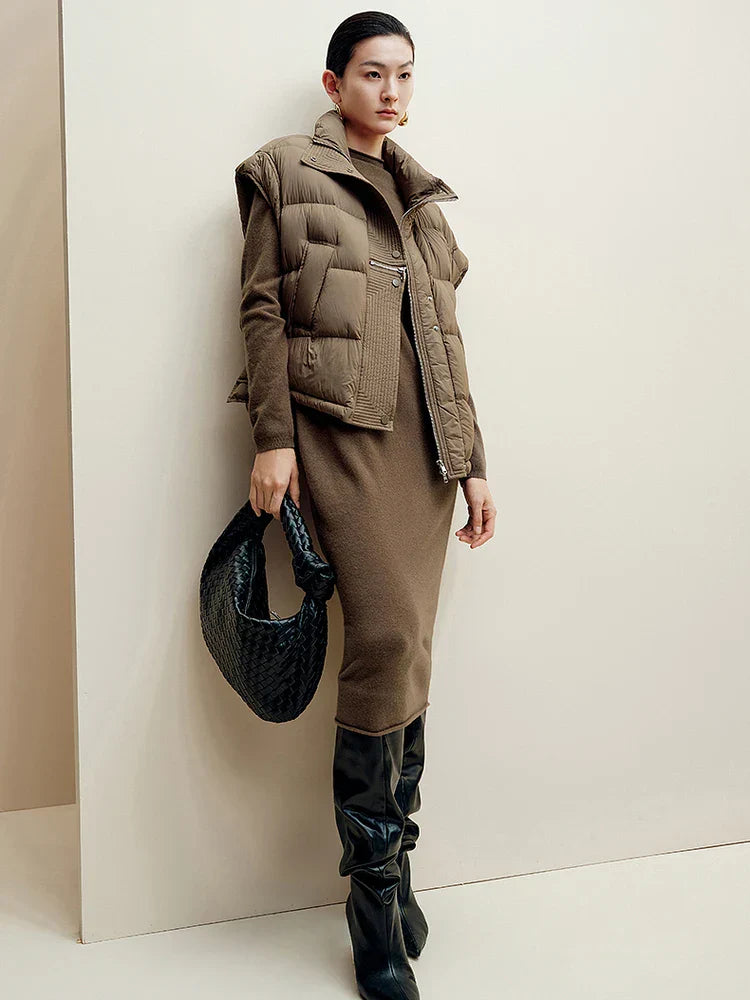 Insulating Women’s Down Vest - Cropped, Duck, Winter