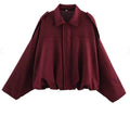 Oversized Damen-Bomberjacke – Kastenförmig, Samt, Herbst