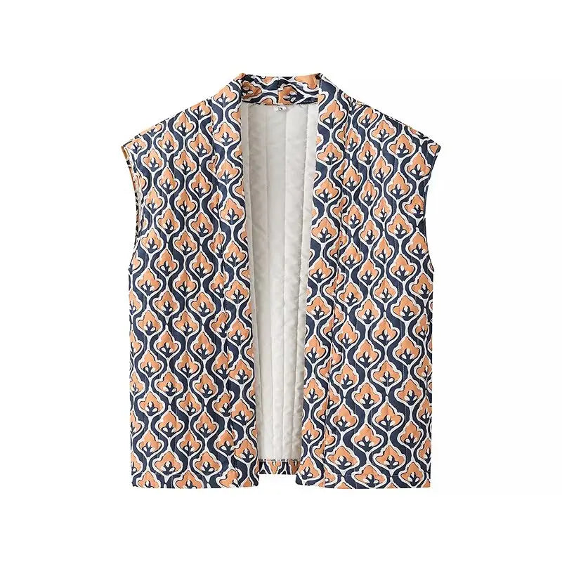 Insulating Women’s Quilted Vest - Loose Open Stitch, Cotton