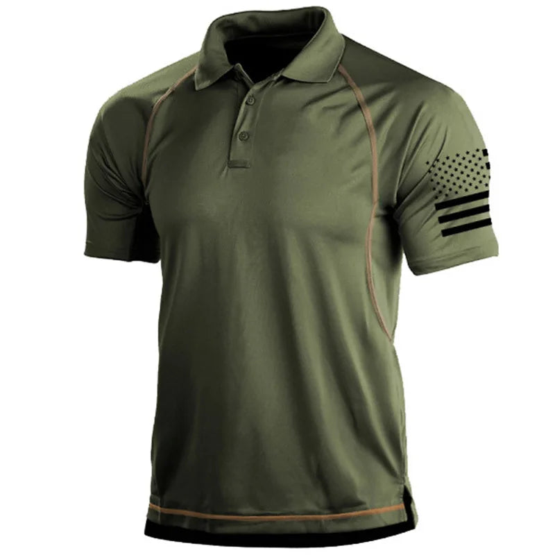 Summer Hiking T-Shirts Men Casual Loose Lapel Short-Sleeved Breathable Sports Tees