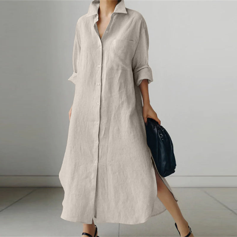 Lightweight Shirt Dress for Women, Elegant Spring Style, Versatile Casual & Formal Wear