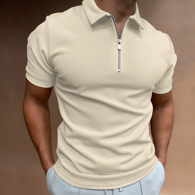 Classic Fit Zipped Mens Polo Shirt in Multiple Colors - Stylish, Comfortable, Breathable Polyester