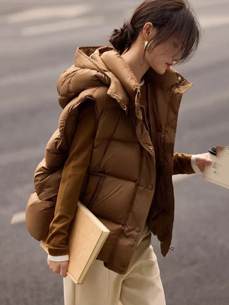 Insulating Women’s Hooded Puff Vest - Hip-Length, Down