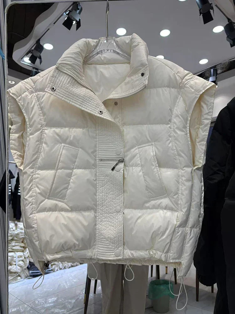 Insulating Women’s Down Vest - Cropped, Duck, Winter