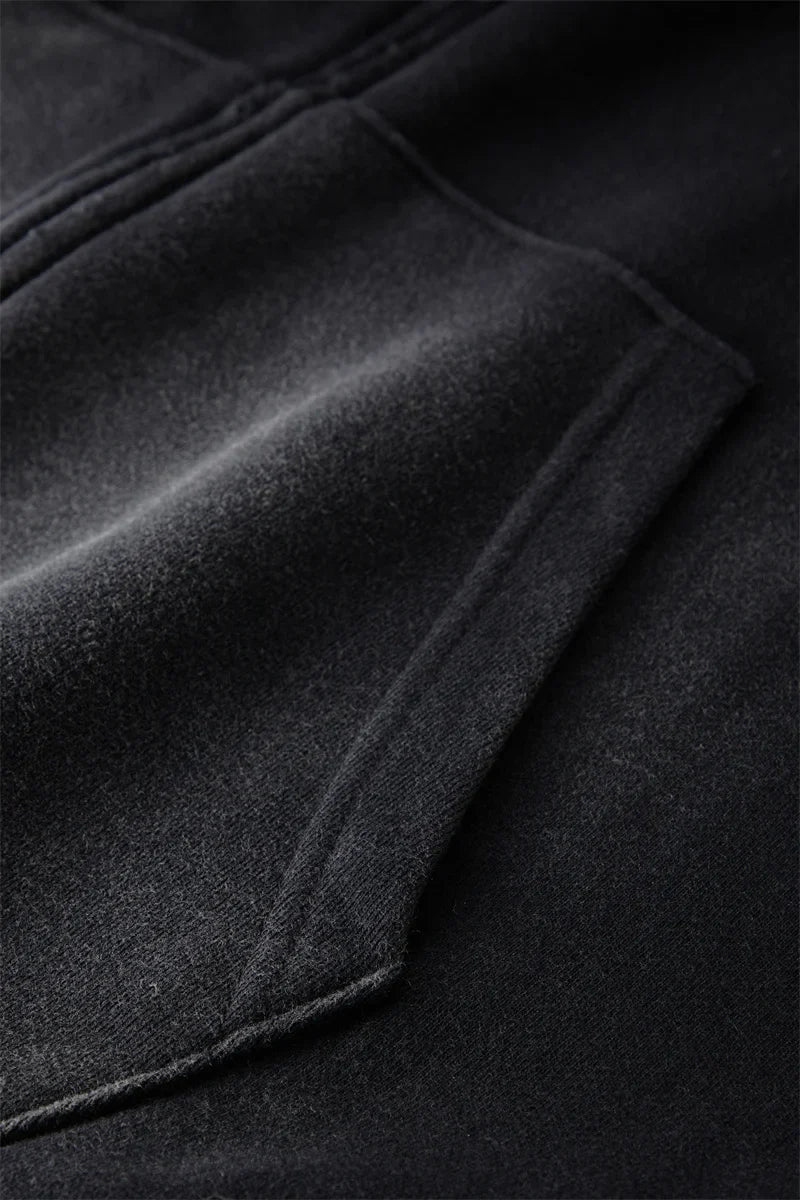Warmer, lässiger Herren-Kapuzenpullover mit Reißverschluss – Oversize, Plüsch, Winter