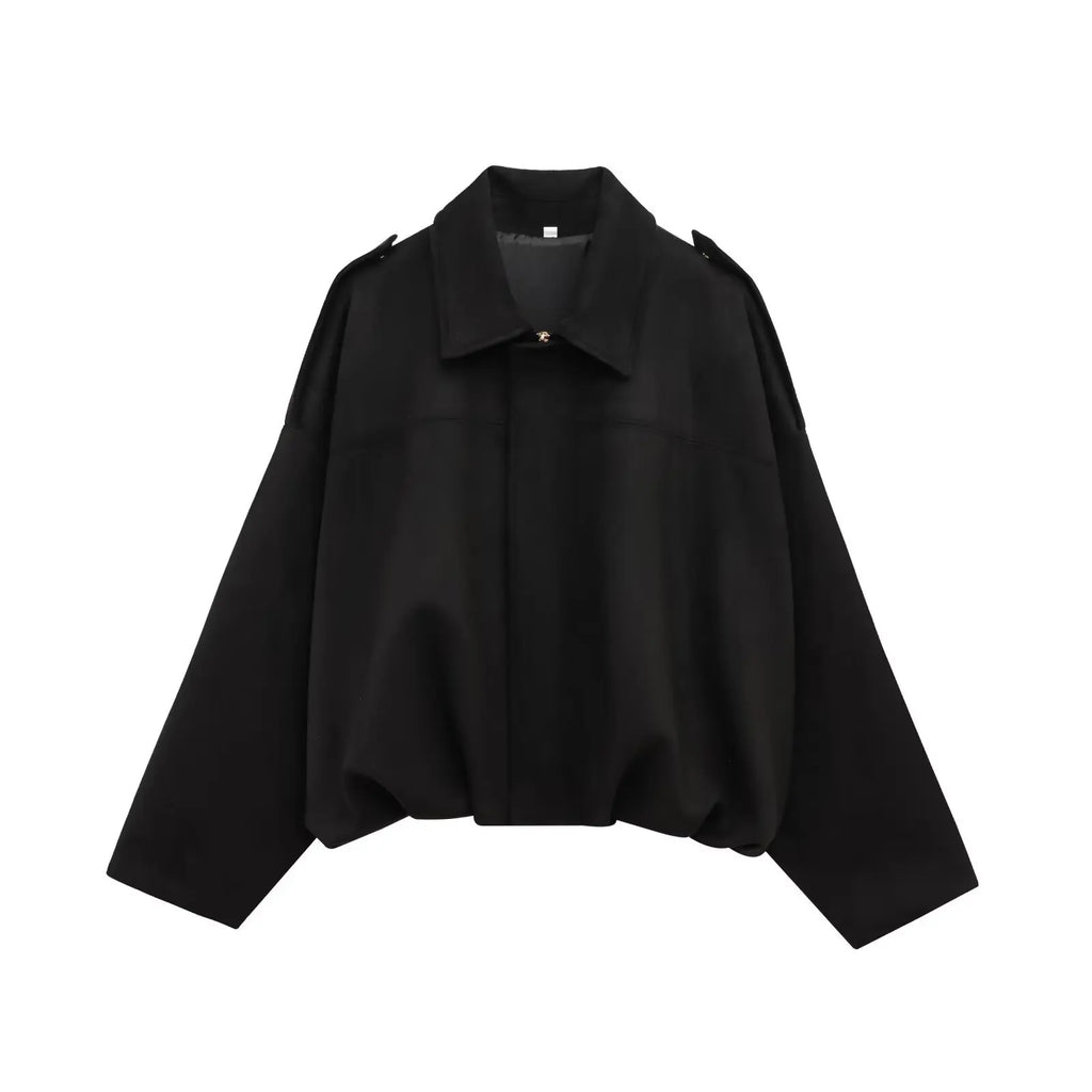 Oversized Damen-Bomberjacke – Kastenförmig, Samt, Herbst