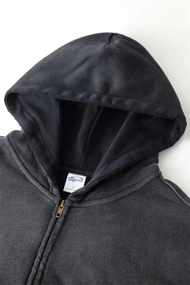 Warmer, lässiger Herren-Kapuzenpullover mit Reißverschluss – Oversize, Plüsch, Winter