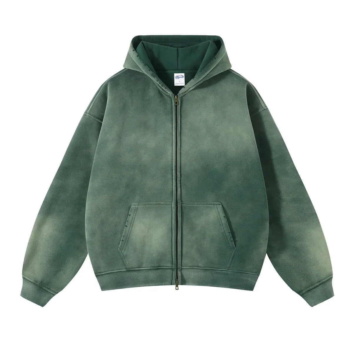 Warmer, lässiger Herren-Kapuzenpullover mit Reißverschluss – Oversize, Plüsch, Winter