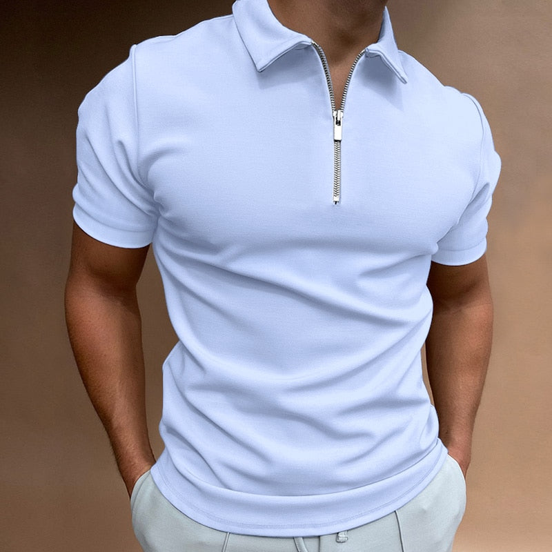 Classic Fit Zipped Mens Polo Shirt in Multiple Colors - Stylish, Comfortable, Breathable Polyester