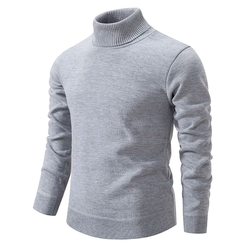 Warm Men’s Turtleneck Sweater - Slim Fit, Wool, Winter