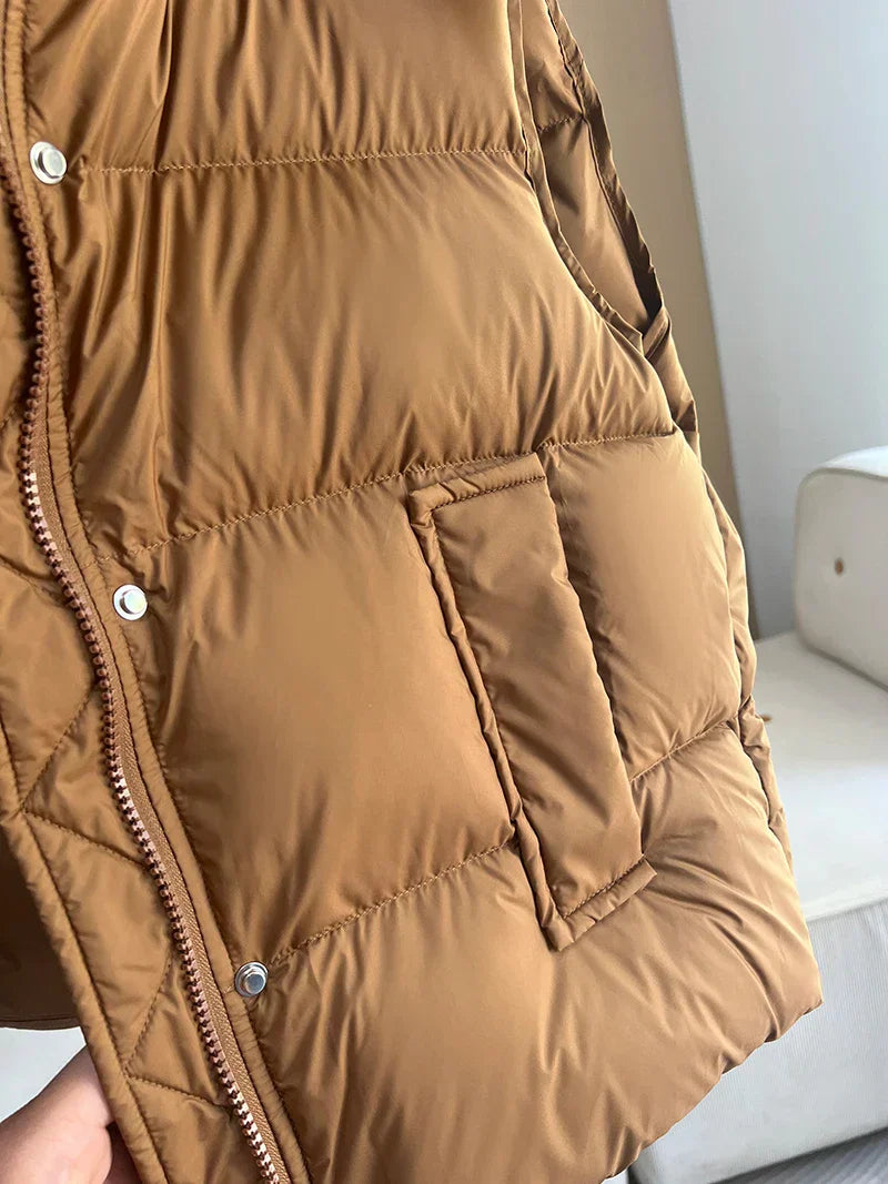 Insulating Women’s Hooded Puff Vest - Hip-Length, Down