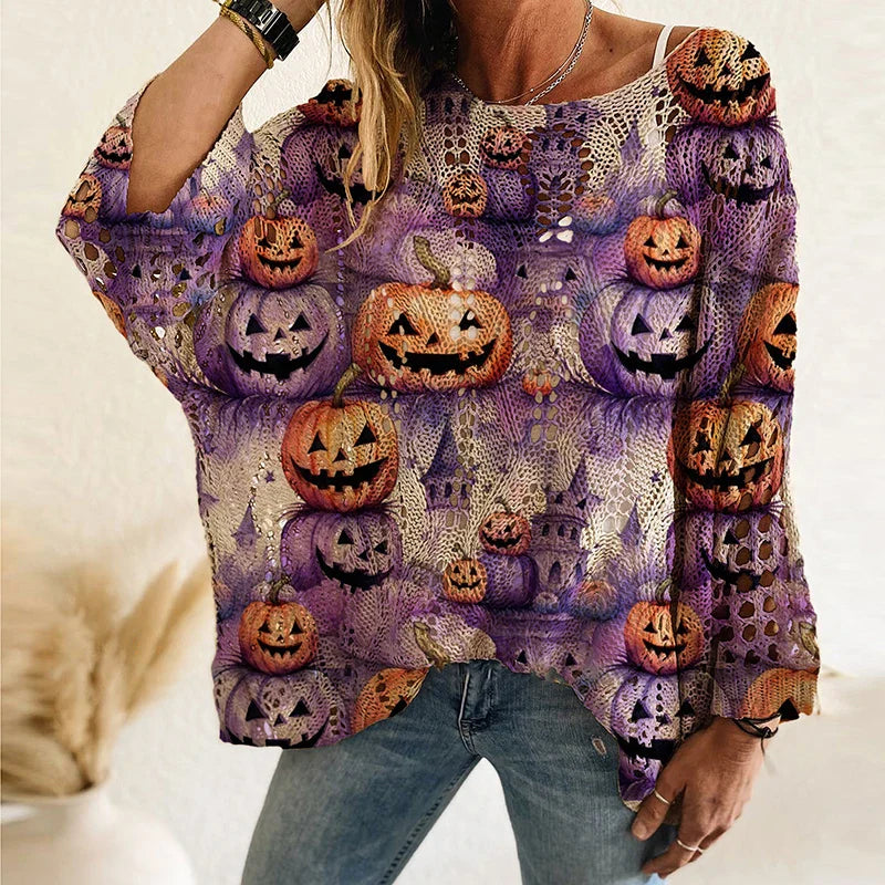 Lightweight Flowy Womens Sweater - Hollow Knit Tunic Autumn