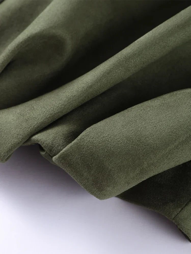 Oversized Damen-Bomberjacke – Kastenförmig, Samt, Herbst