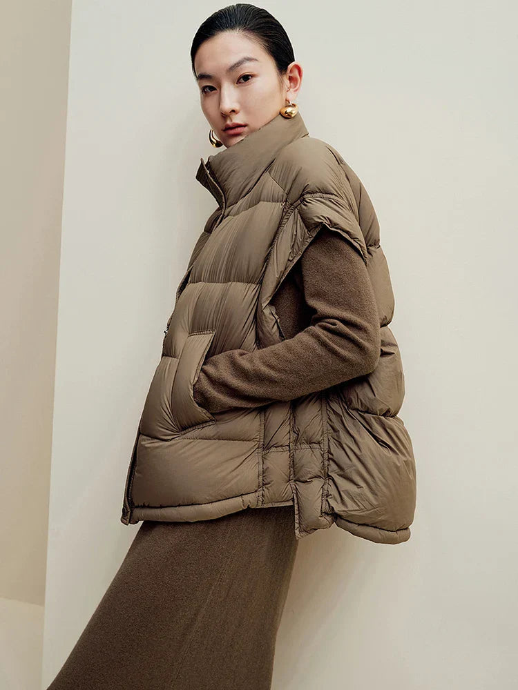 Insulating Women’s Down Vest - Cropped, Duck, Winter