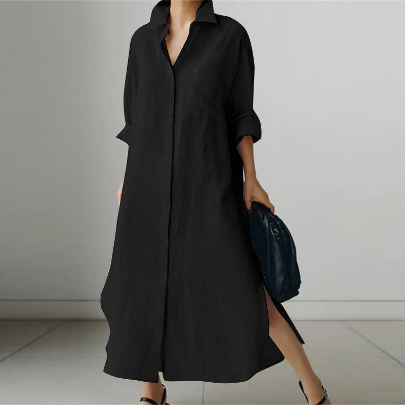 Lightweight Shirt Dress for Women, Elegant Spring Style, Versatile Casual & Formal Wear