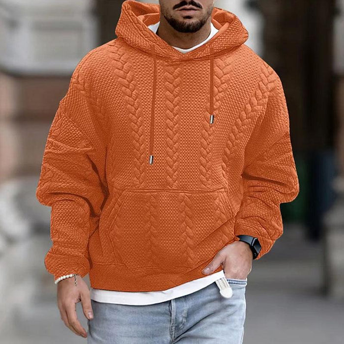 Warmer, kuscheliger Herren-Kapuzenpullover – Zopfmuster, Freizeitkleidung