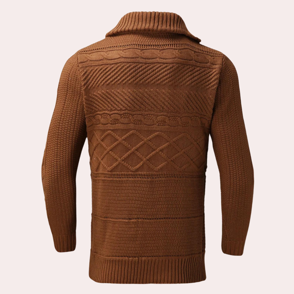 Warm Men’s Turtleneck Sweater - Shawl Collar, Merino