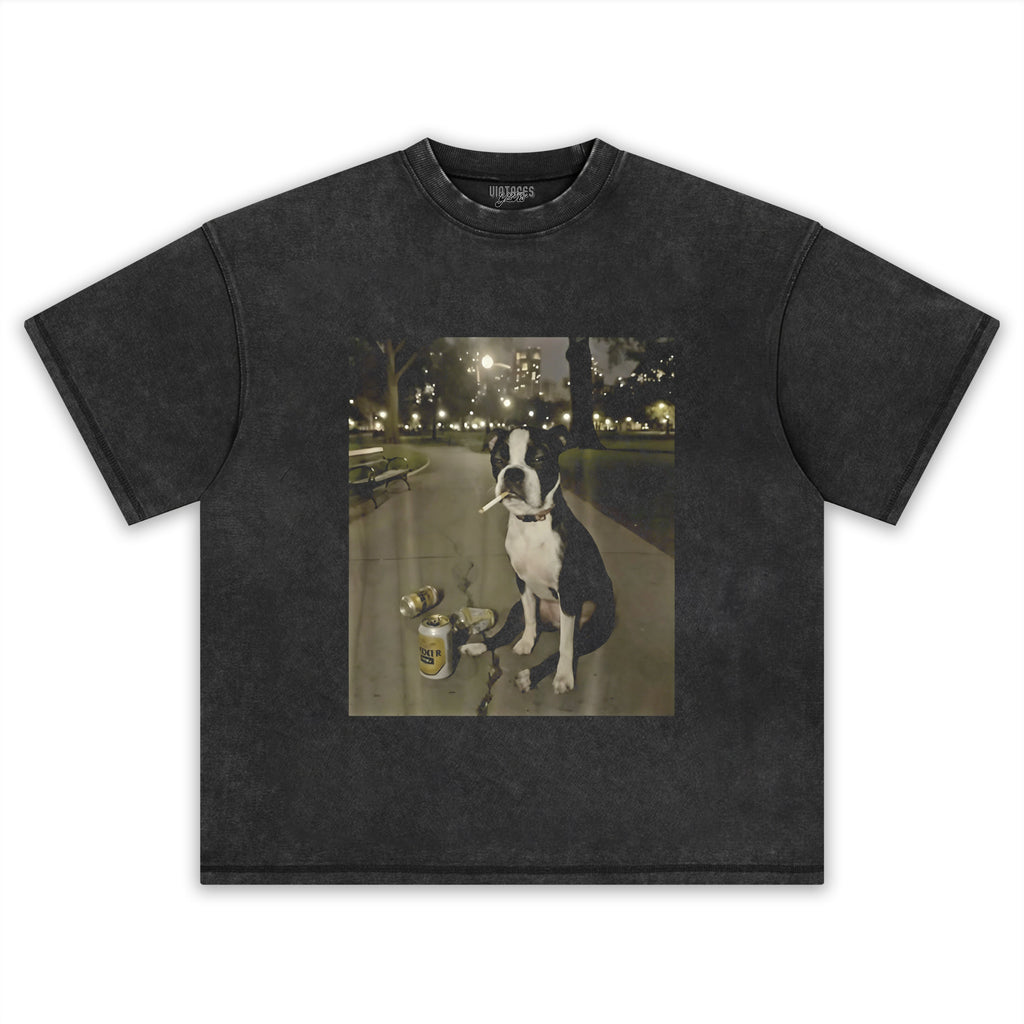 SMOKING DOG CIGARETTE GEN Z DOG TANK TOP & TEE & LONG SLEEVE & LAYERED LS & HOODIE