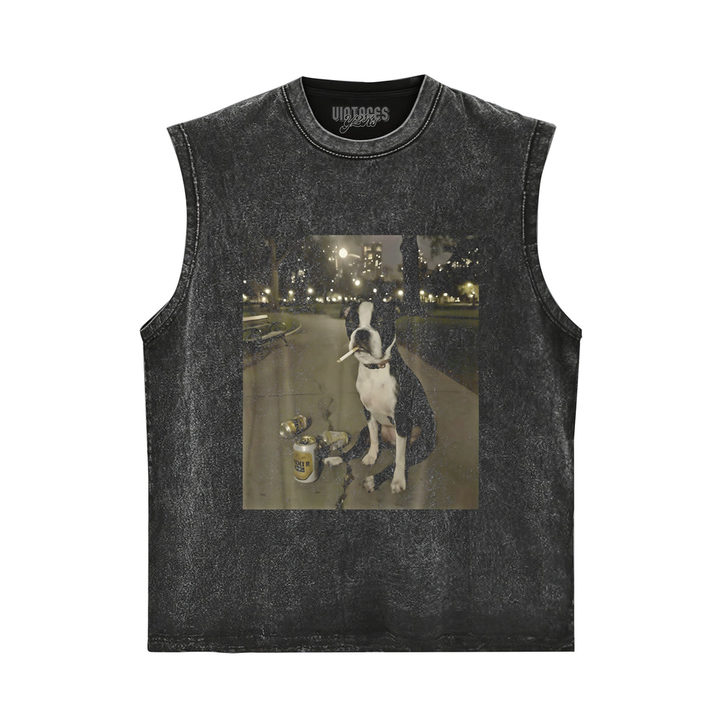 SMOKING DOG CIGARETTE GEN Z DOG TANK TOP & TEE & LONG SLEEVE & LAYERED LS & HOODIE