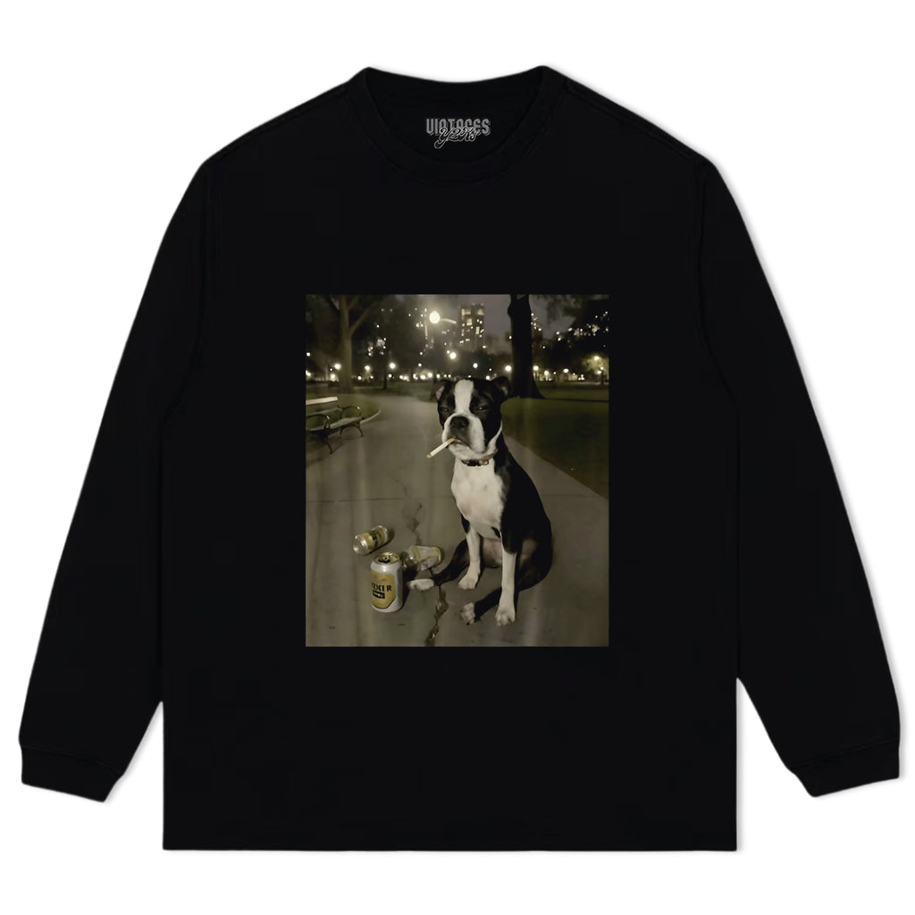 SMOKING DOG CIGARETTE GEN Z DOG TANK TOP & TEE & LONG SLEEVE & LAYERED LS & HOODIE