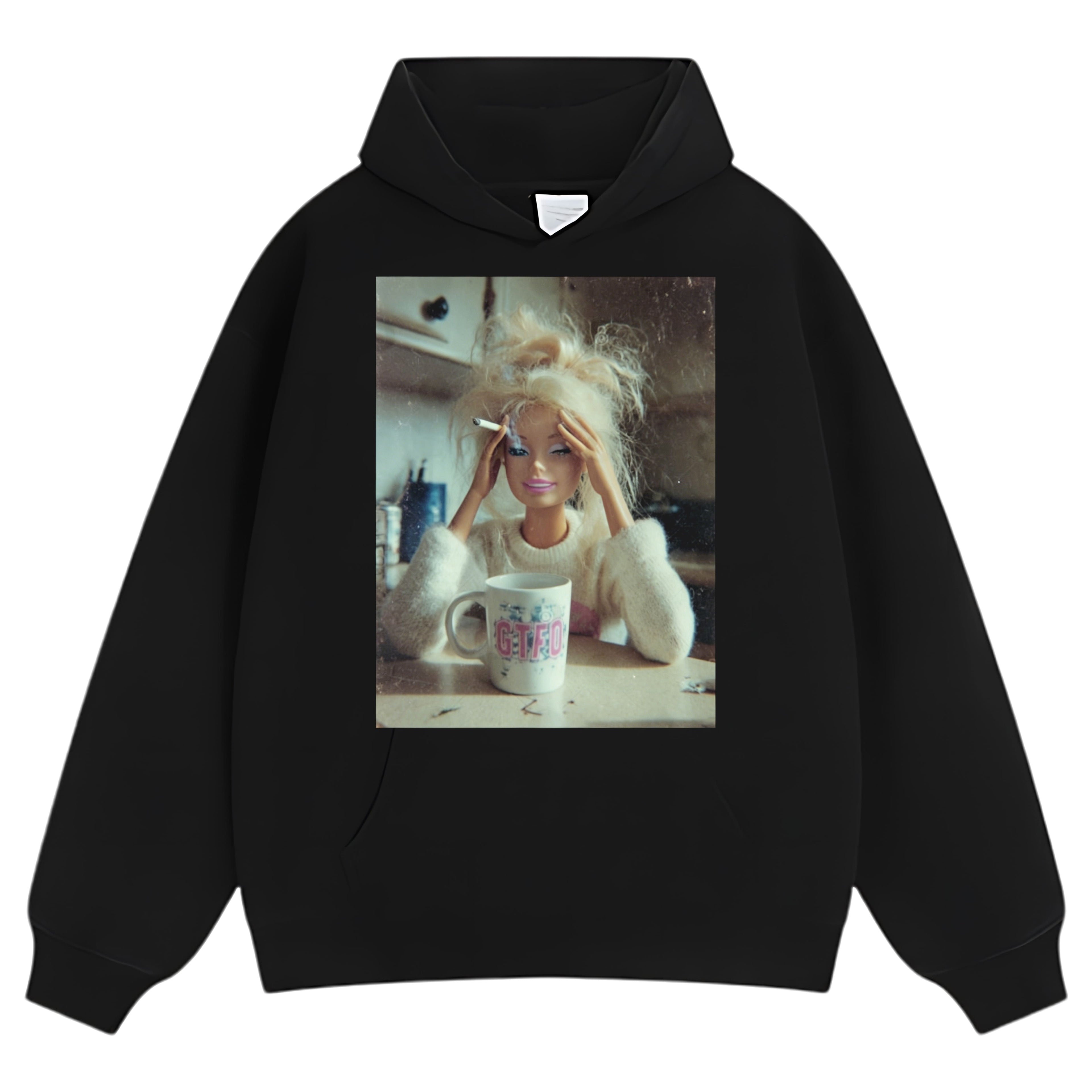 STRESSED BARBIE DOLL FACE COFFEE CIGARETTE SMOKING MEME TANK TOP & TEE & LONG SLEEVE & LAYERED LS & HOODIE