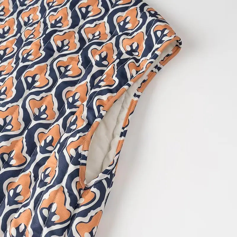 Insulating Women’s Quilted Vest - Loose Open Stitch, Cotton