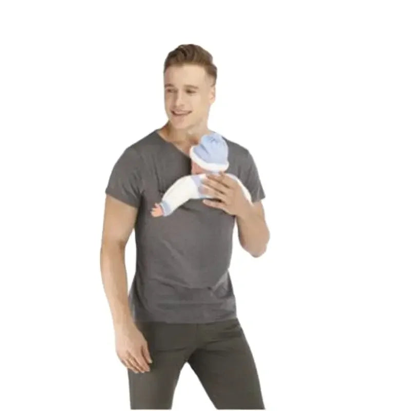 Sicherheits-T-Shirt mit Kängurutasche für Babytragen – Weiche Sommerkleidung aus Polyester für Eltern