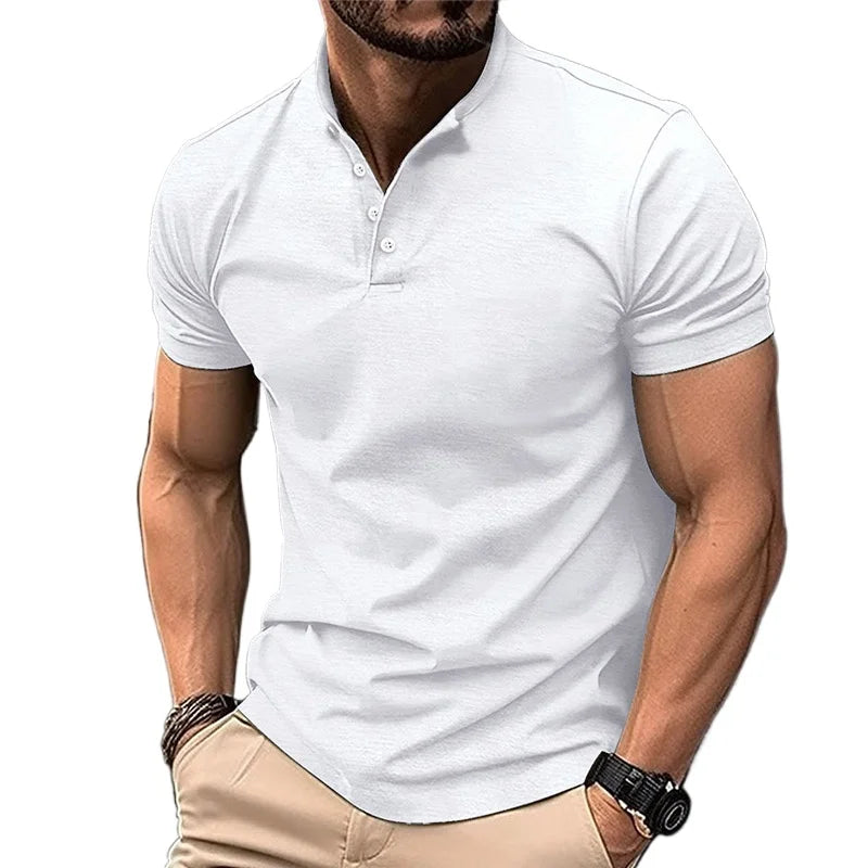 Leichtes Sommer-Polohemd mit Reverskragen für Herren – Kurzarm, atmungsaktives Baumwoll-T-Shirt in schmaler Passform