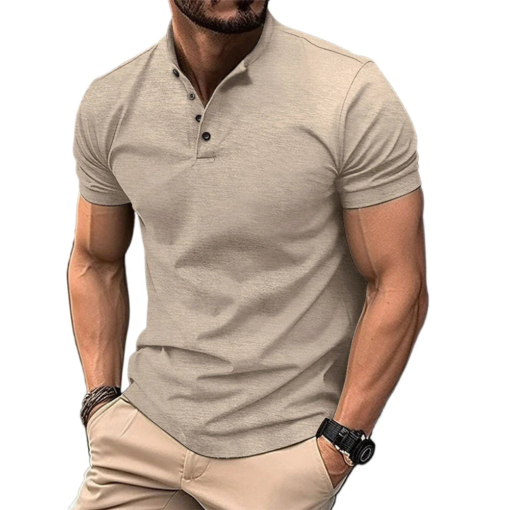 Summer Lightweight Lapel Polo Shirt for Men - Short Sleeve Cotton Breathable Slim Fit T-shirt