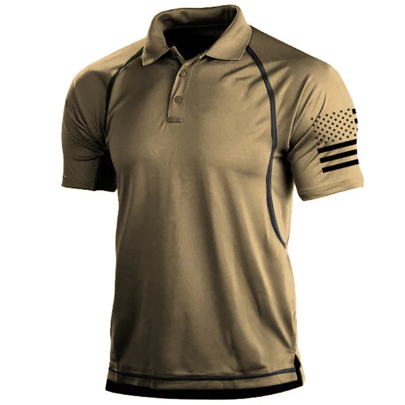 Summer Hiking T-Shirts Men Casual Loose Lapel Short-Sleeved Breathable Sports Tees