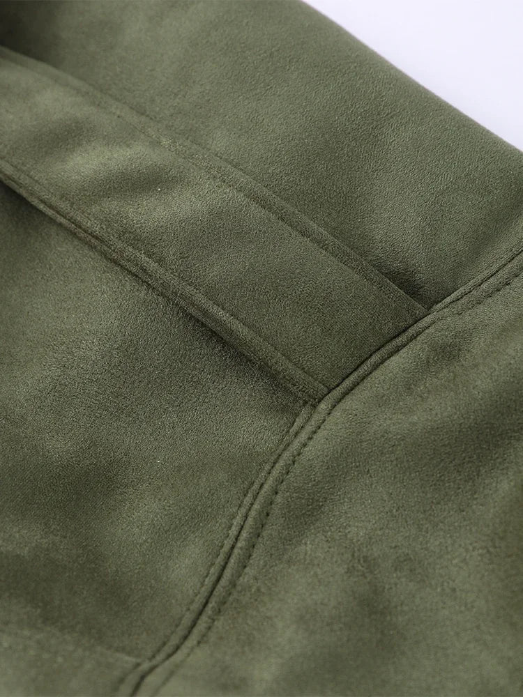 Oversized Damen-Bomberjacke – Kastenförmig, Samt, Herbst