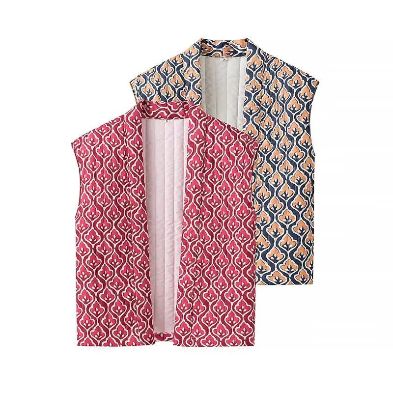 Insulating Women’s Quilted Vest - Loose Open Stitch, Cotton