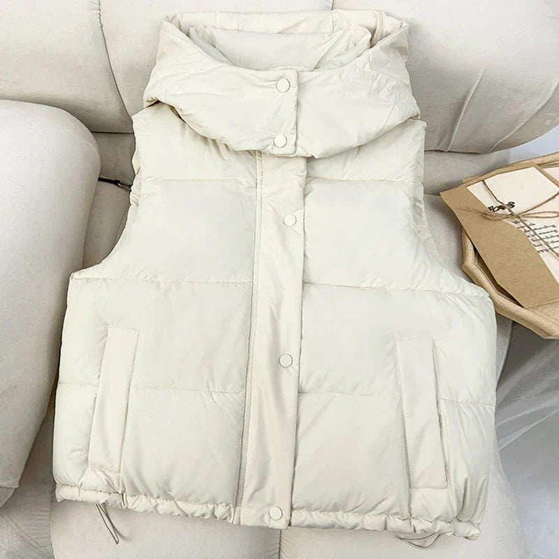 Insulating Women’s Hooded Puff Vest - Hip-Length, Down