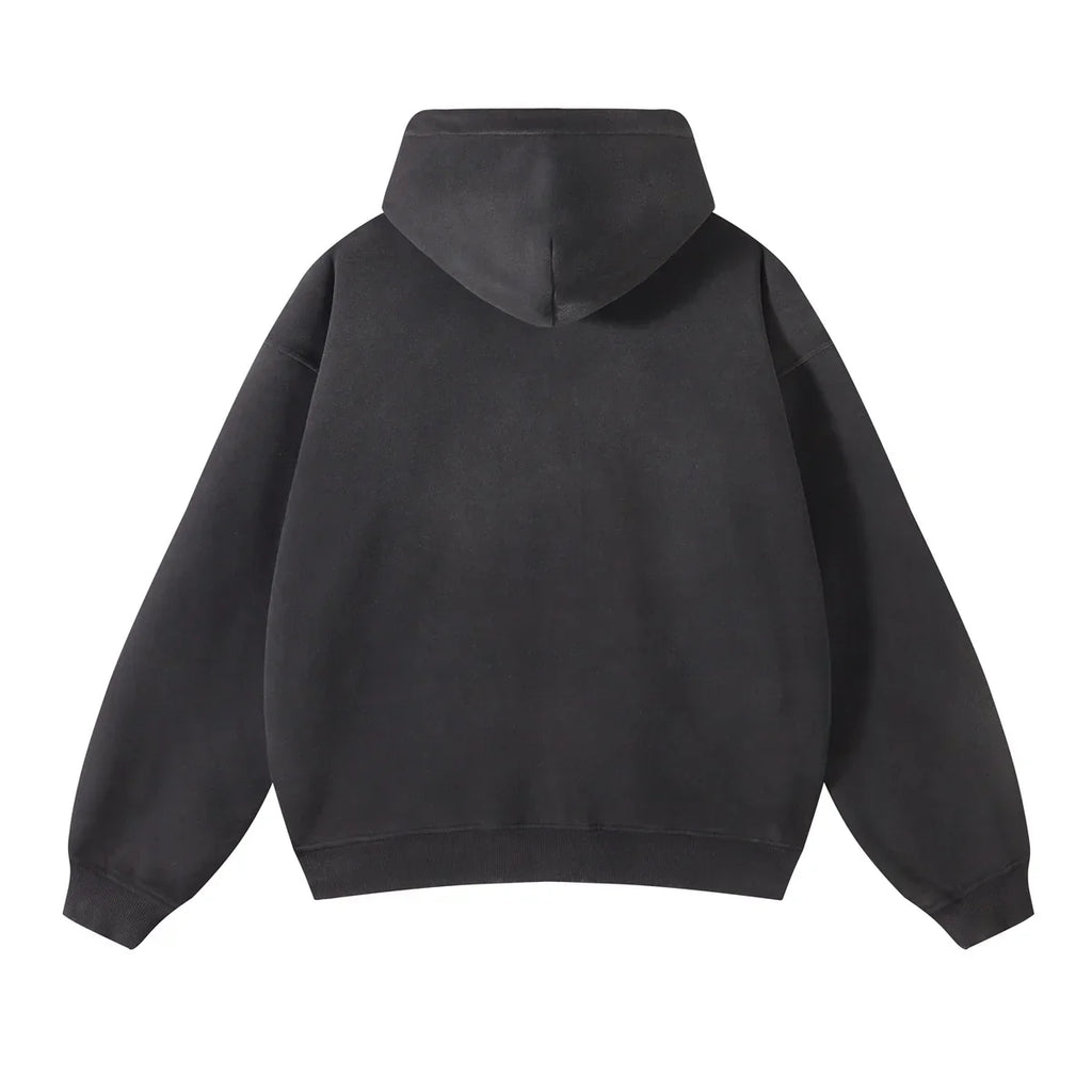 Warmer, lässiger Herren-Kapuzenpullover mit Reißverschluss – Oversize, Plüsch, Winter