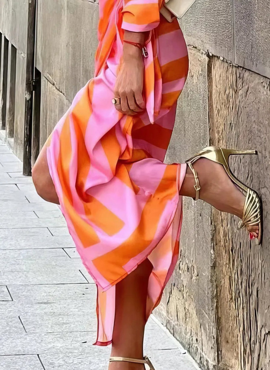 Elegant Striped Wrap Dress for Women, Flattering Plus Size Summer Dress, Versatile Style for Any Occasion