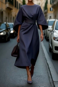 Belted Maxi Dress for Women - Flattering Fit Long Dress, Plus Size Available, Effortless Elegance