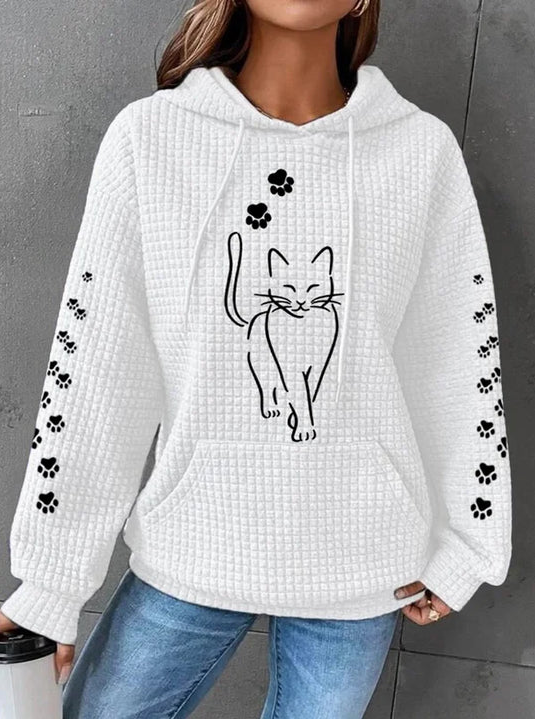 Warm Cozy Women's Hoodie - Oversized Waffle Knit, Casual