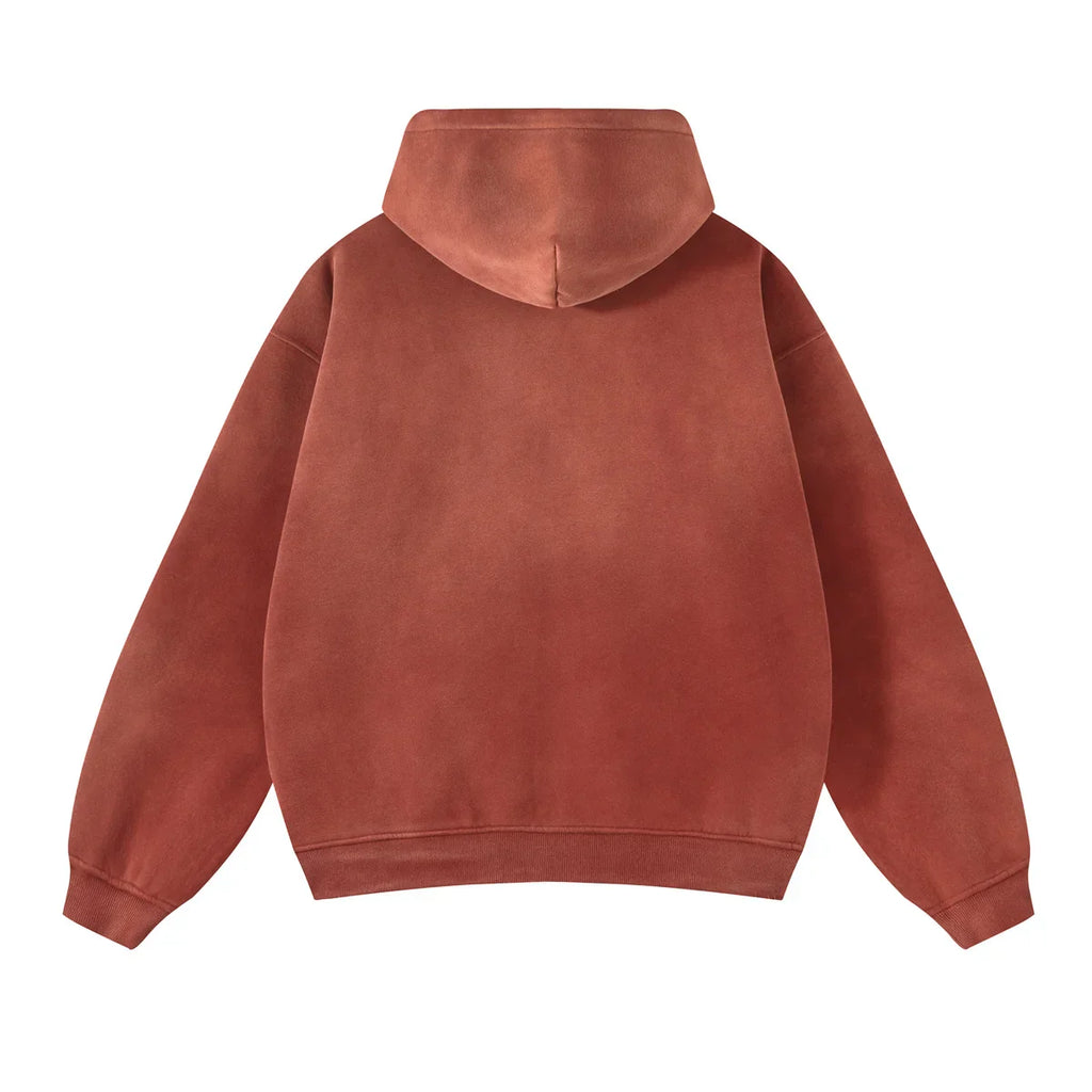 Warmer, lässiger Herren-Kapuzenpullover mit Reißverschluss – Oversize, Plüsch, Winter