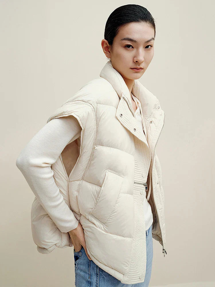 Insulating Women’s Down Vest - Cropped, Duck, Winter