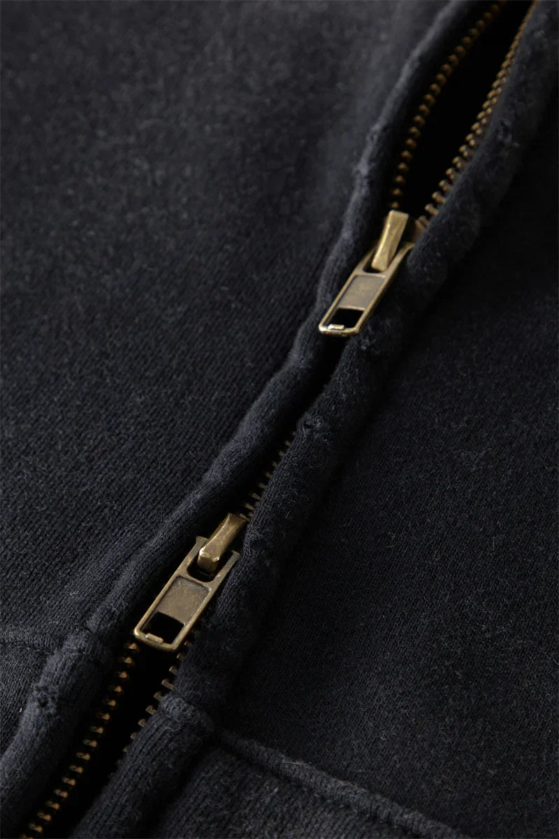 Warmer, lässiger Herren-Kapuzenpullover mit Reißverschluss – Oversize, Plüsch, Winter